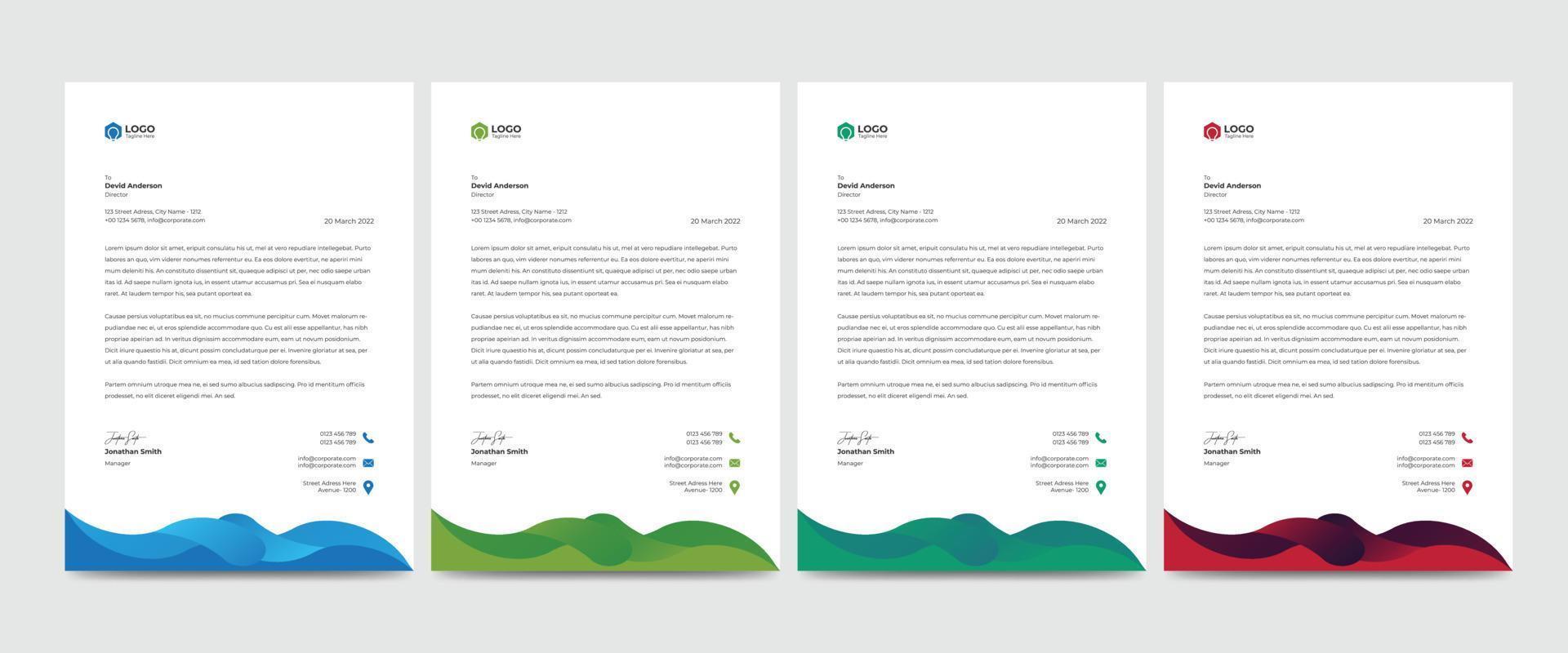 Creative Corporate Modern Business Letterhead Template Design vector