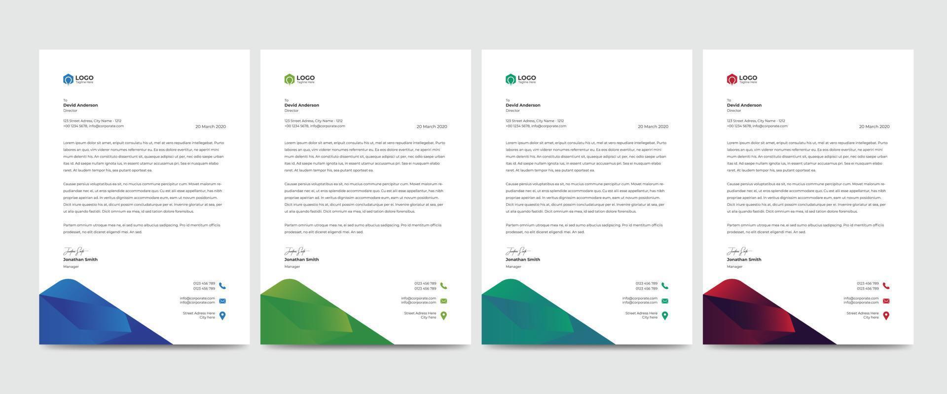Creative Corporate Modern Business Letterhead Template Design vector