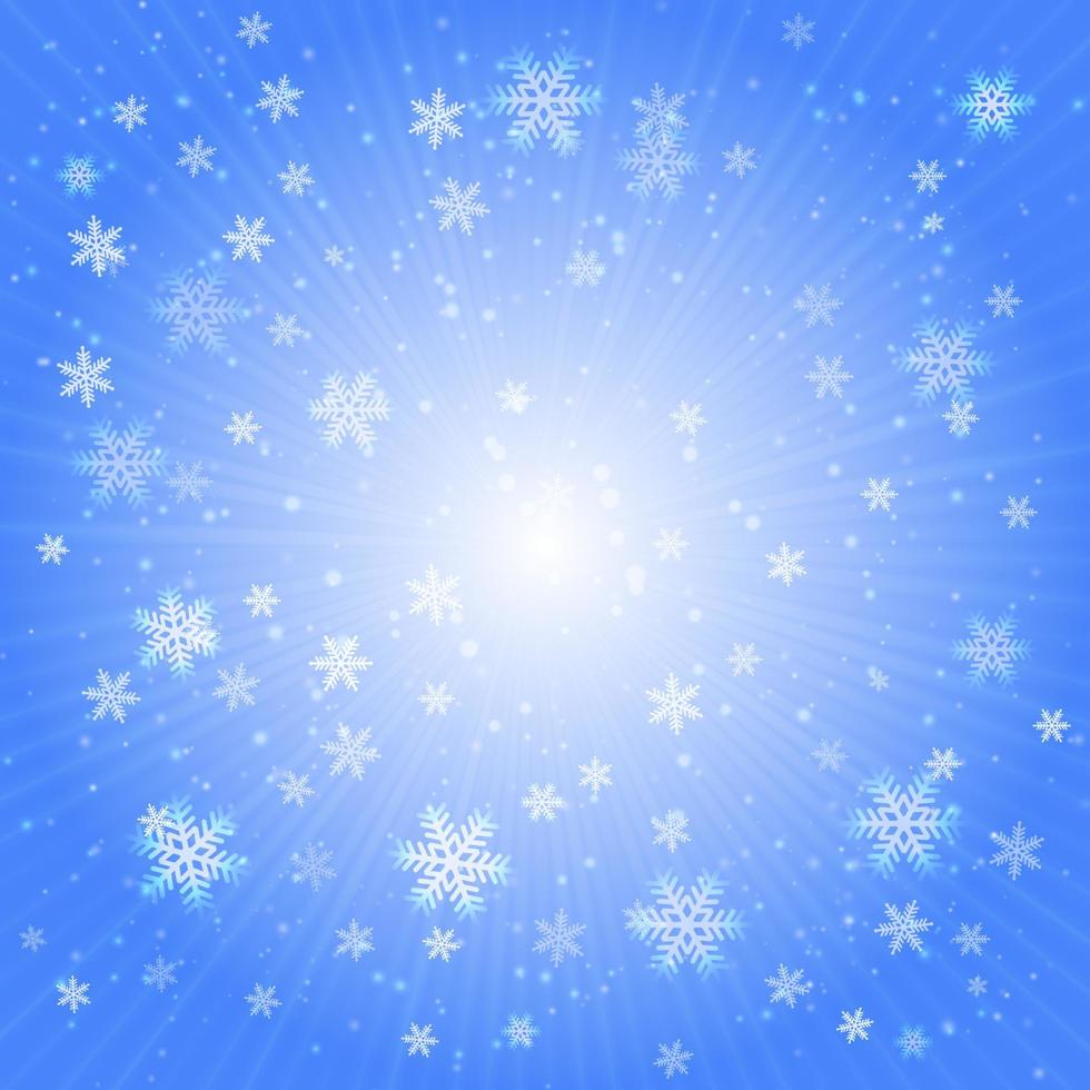 Light blue Christmas abstract background with snowflakes. vector