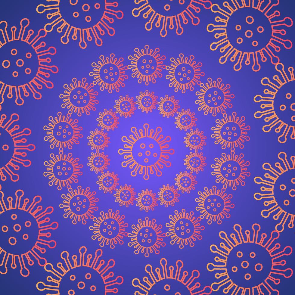 Coronavirus covid-19 pandemic background with copy space. Pathogen respiratory from Wuhan China. Novel Corona virus 2019-nCoV. Neon colors vector banner.