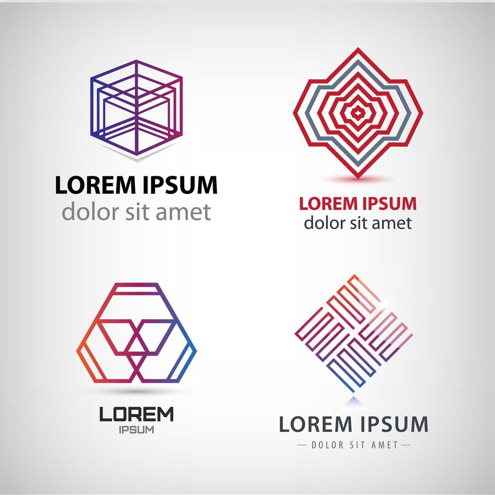 Vector set of abstract shapes, logos, icons isolated.