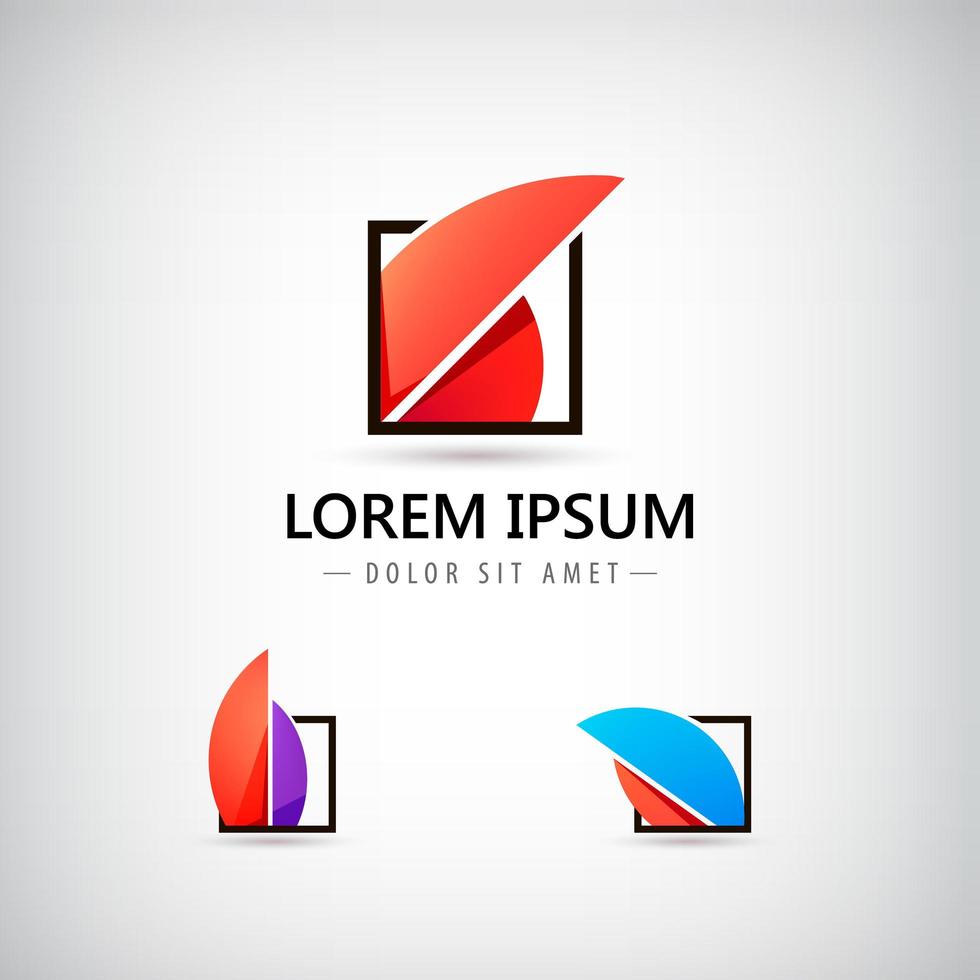 Vector abstract 3d logo, icons set