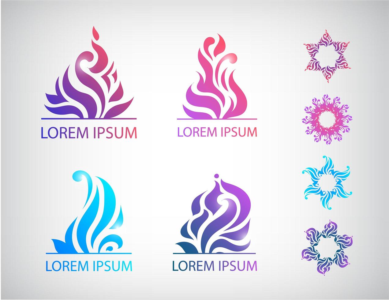 vector set of hand drawn abstract floral icons, spa icons