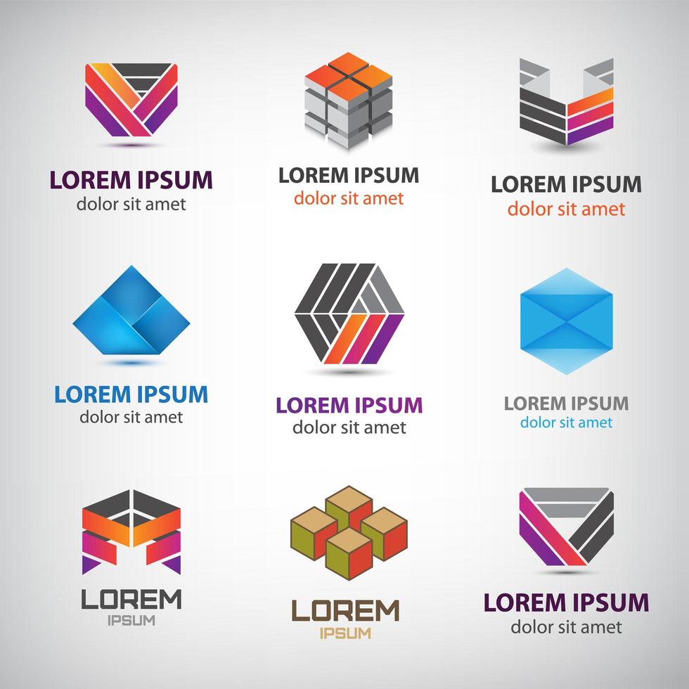 Business icons set. Abstract logos, company idntity design elements, creative symbols. Use for ad, banners, flyers, web sites vector