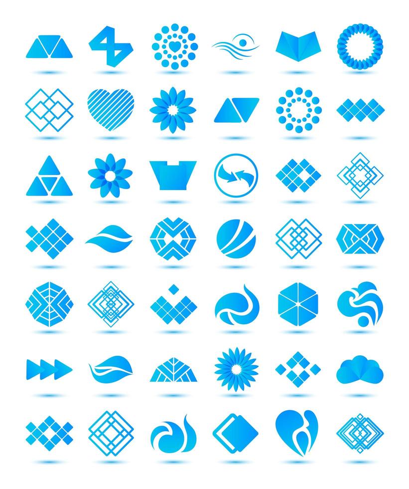 conjunto de vectores varios iconos abstractos geométricos, signos, símbolos, logotipos