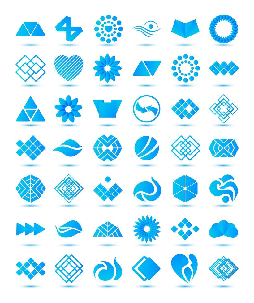 set of vector various geometrical abstract icons, signs, symbols, logos