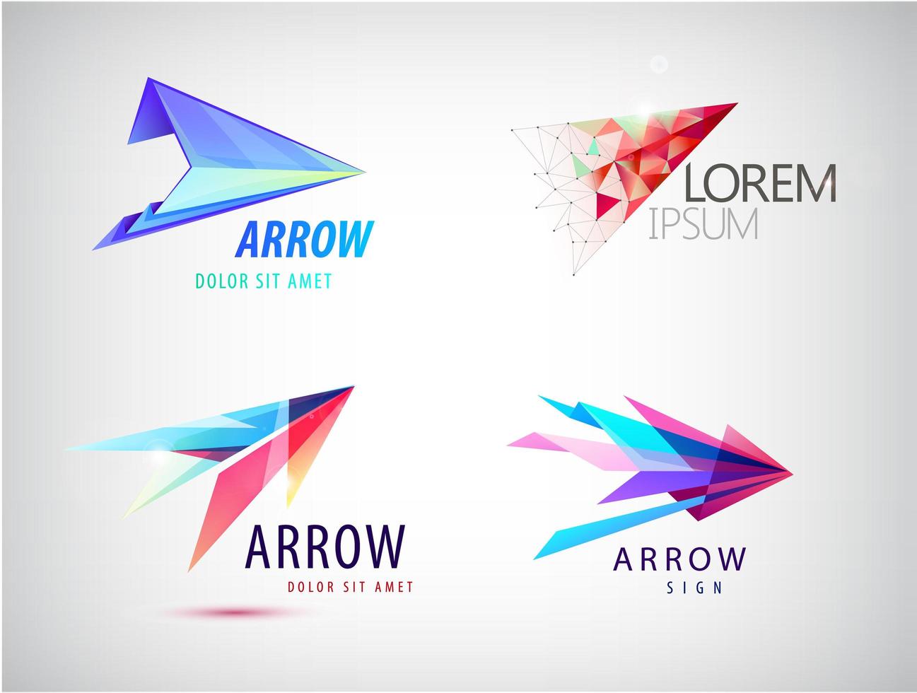 vector set of abstract arrow logos, icons isolated. Point logo, web abstract, direction