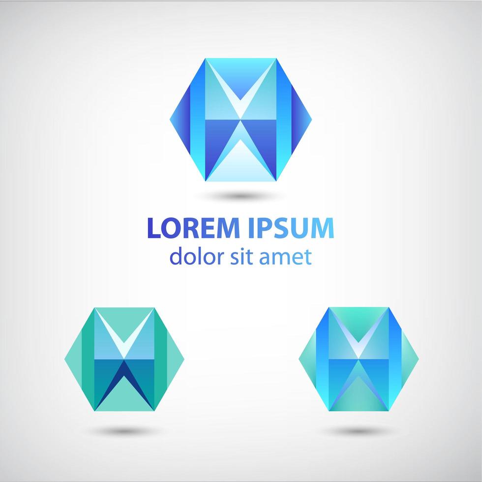set of vector crystal abstract geometric polygon logos