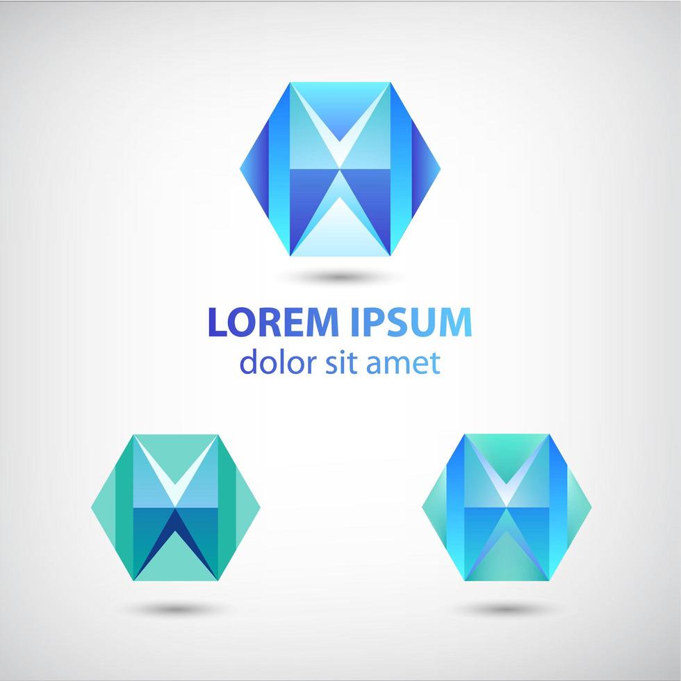 conjunto de logotipos de polígono geométrico abstracto de cristal vectorial vector