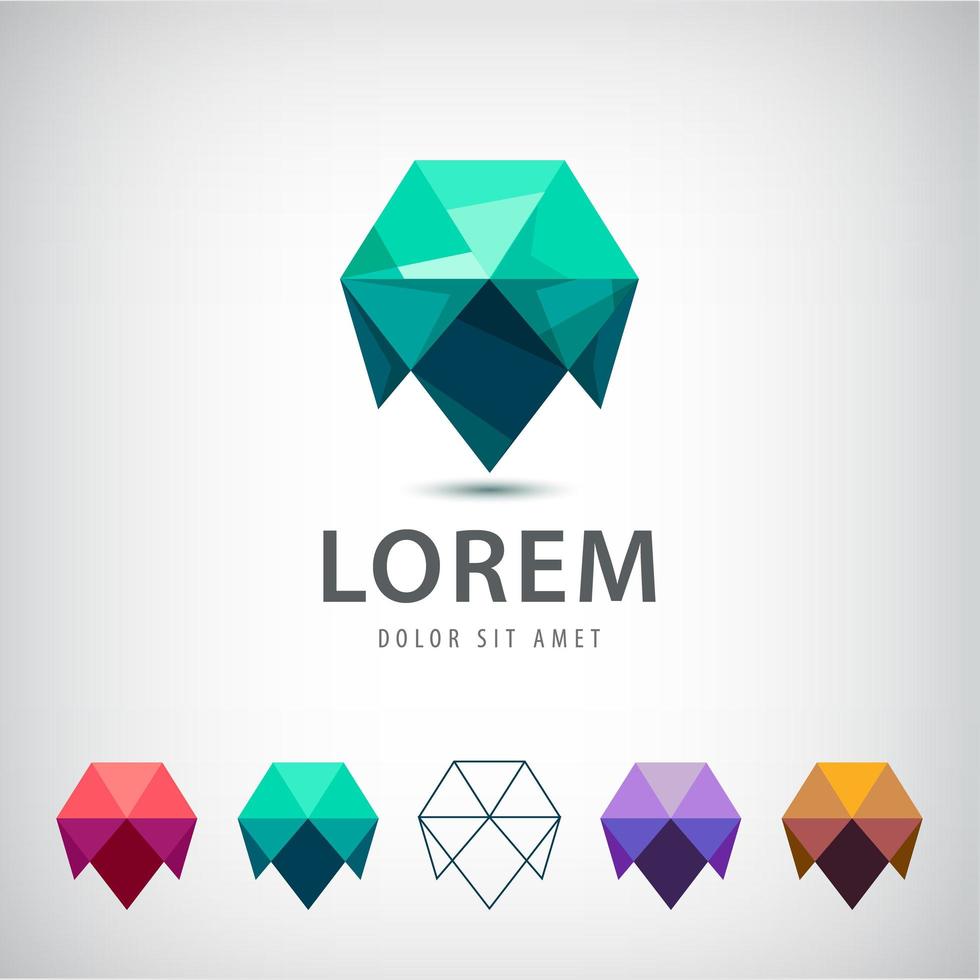 vector, extracto, moderno, cristal, origami, 3d, logotipo vector