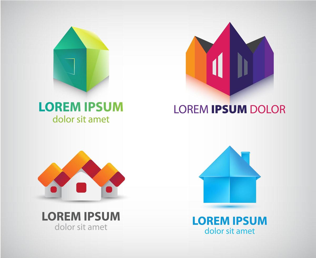 Vector set of houses, real estate, building logos, icons isolate