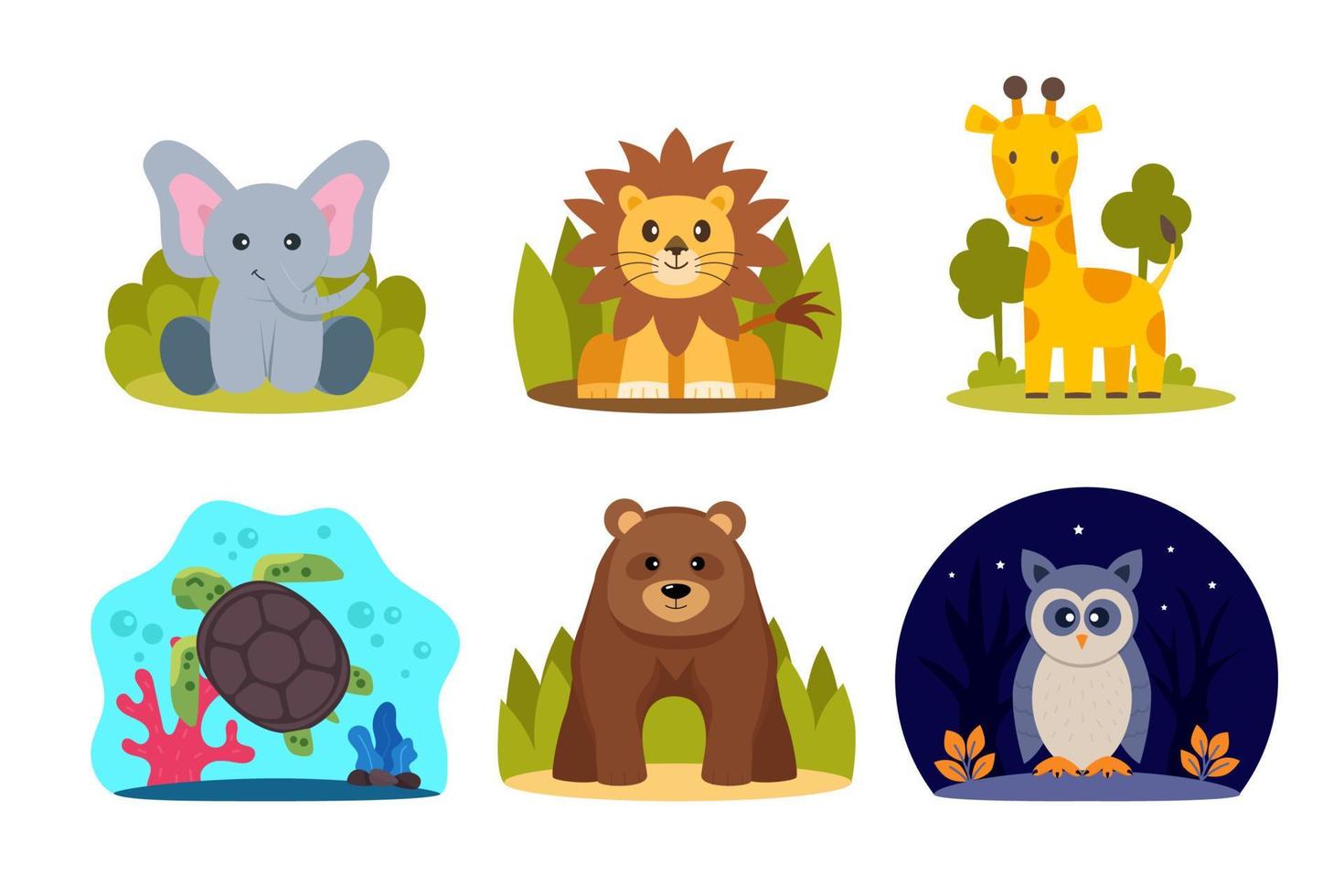 conjunto de pegatinas de animales de vida silvestre vector