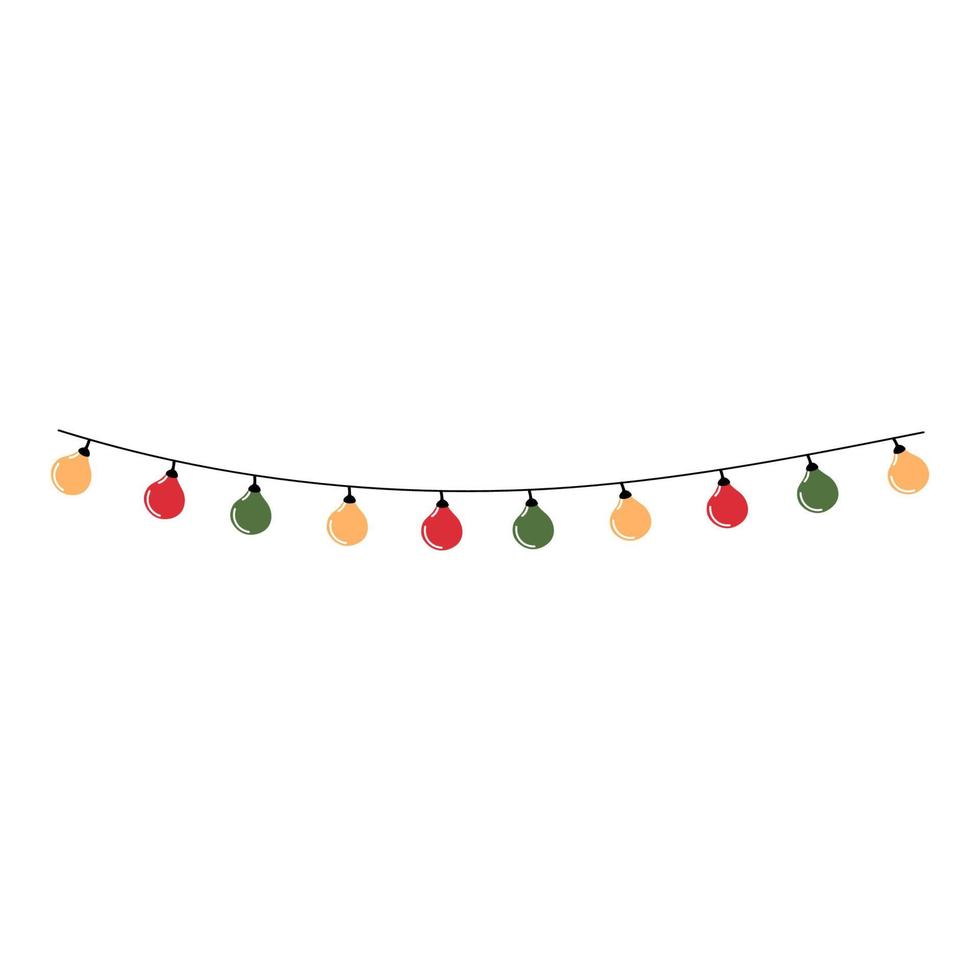 Vector modern colorful illustration of twinkle lights Christmas decoration. Use it as elements for design greeting cards , poster, card, packaging paper design