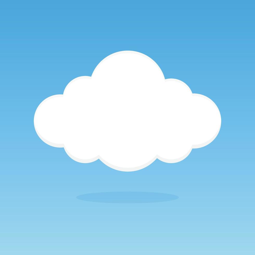 icono plano de nube aislado con vector de fondo azul