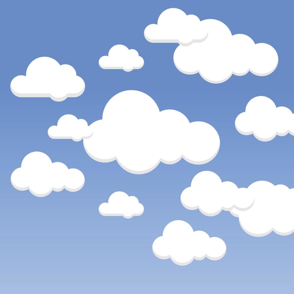 White clouds set with blue background vector