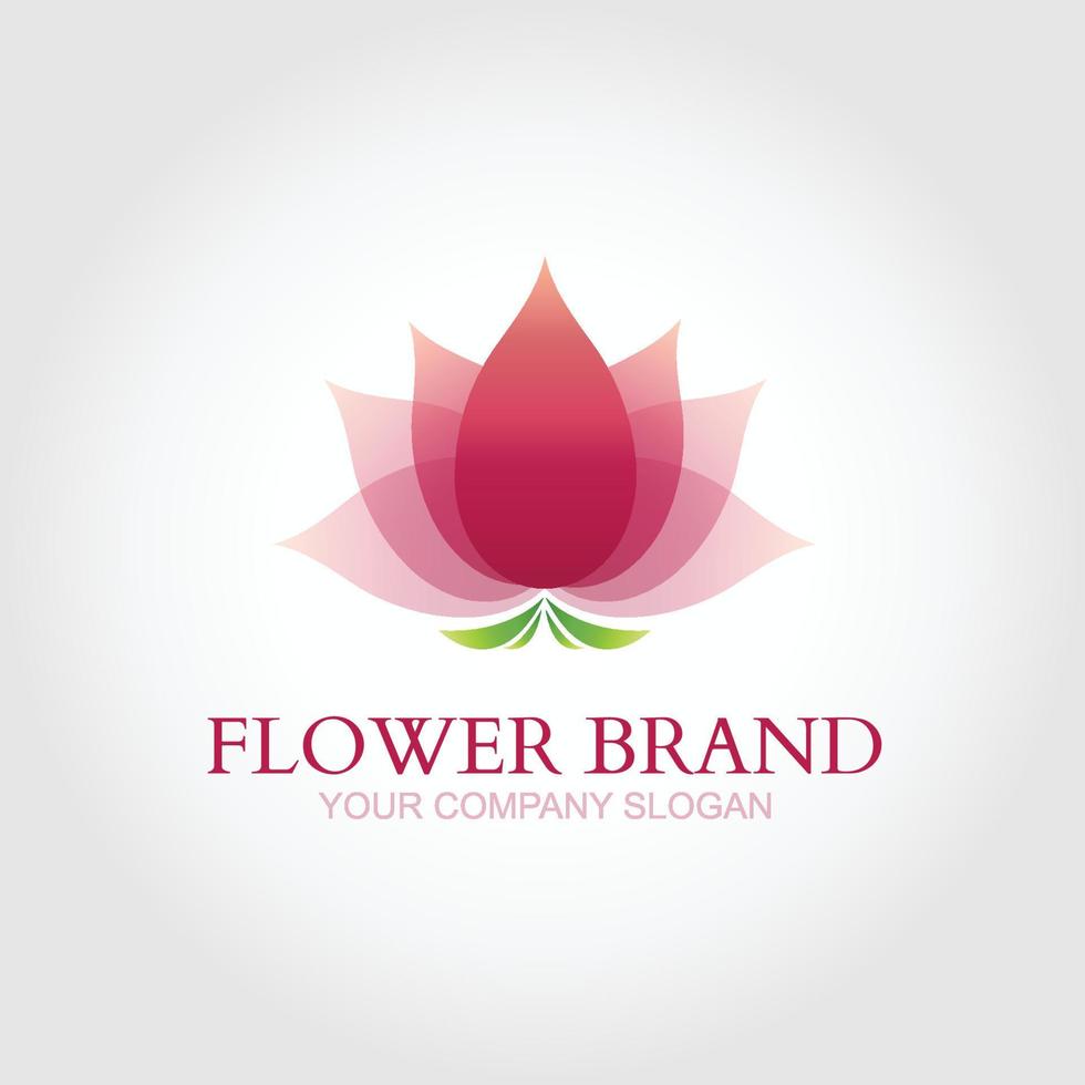 Diseño creativo del logotipo de lujo de flores con color degradado rojo aislado sobre fondo blanco. vector
