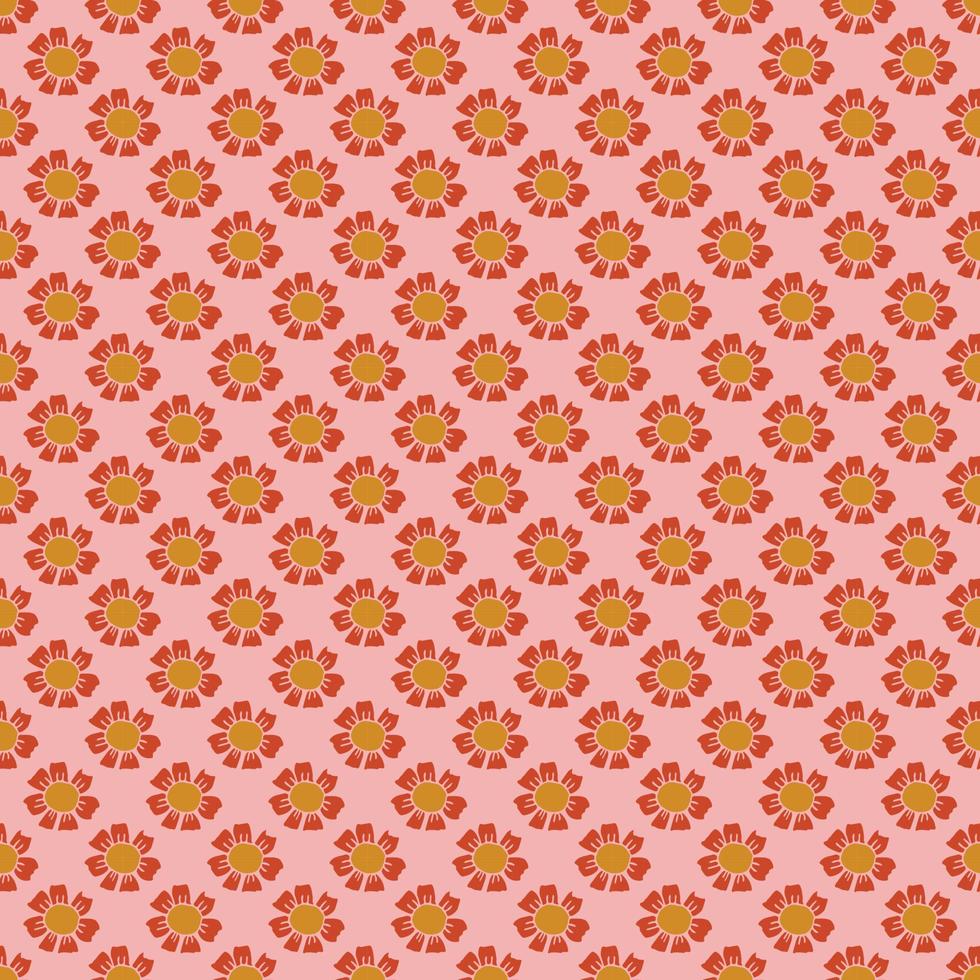 Seamless pattern with red flowers. Floral background. Red flowers isolated on pink background vector