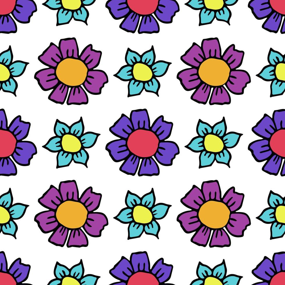 Seamless pattern with flowers. Floral background.Colored flowers isolated on white background vector