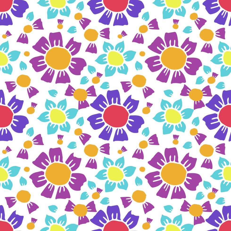 patrón sin fisuras con flores. Fondo floral flores de colores aislados sobre fondo blanco. vector