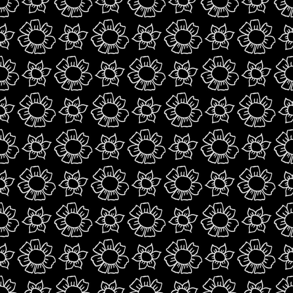 patrón negro transparente con flores blancas. fondo floral. flores blancas aisladas sobre fondo negro vector