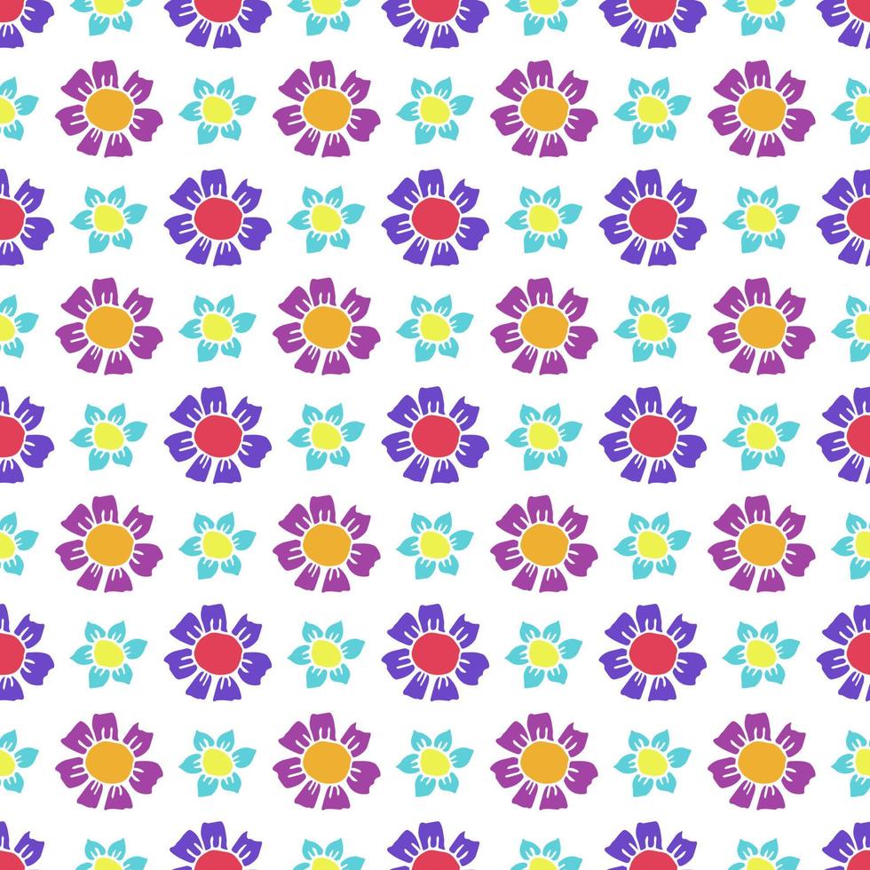 Seamless pattern with flowers. Floral background.Colored flowers isolated on white background vector