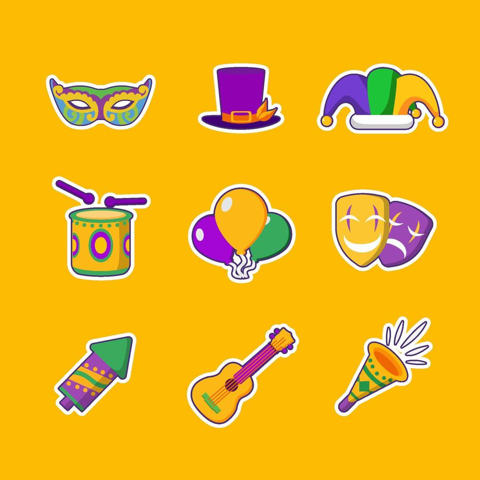 Mardi Gras Carnival Icon Set vector