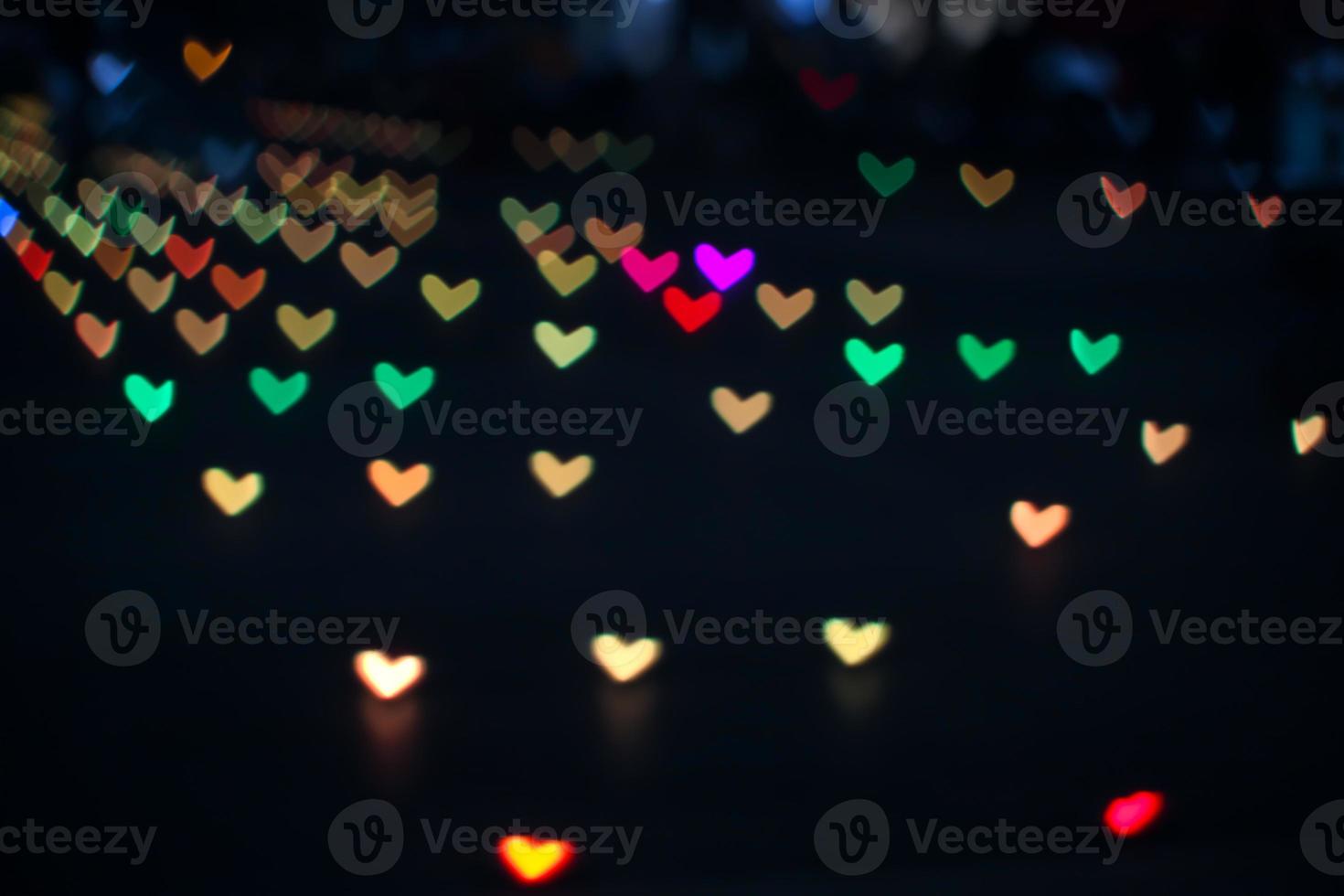 Rainbow colorful bokeh and blur line heart shape love valentine day photo