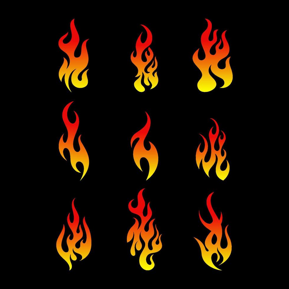 vector icono de fuego aislado sobre fondo negro. adecuado para icono, logotipo o símbolo con tema de fuego o llama