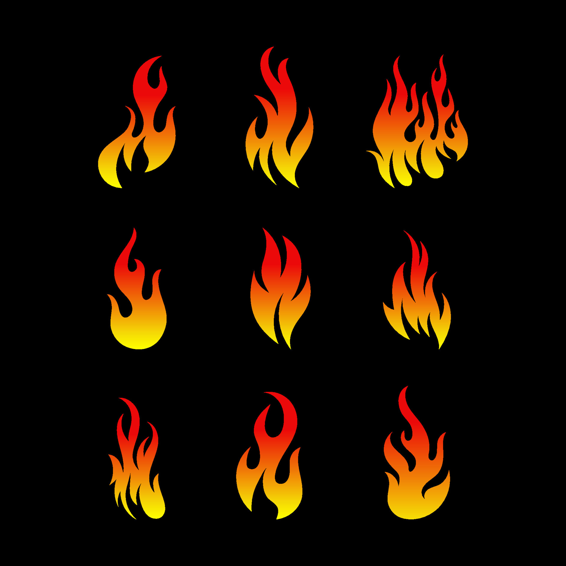 Fire icon vector isolated on black background. suitable for icon, logo