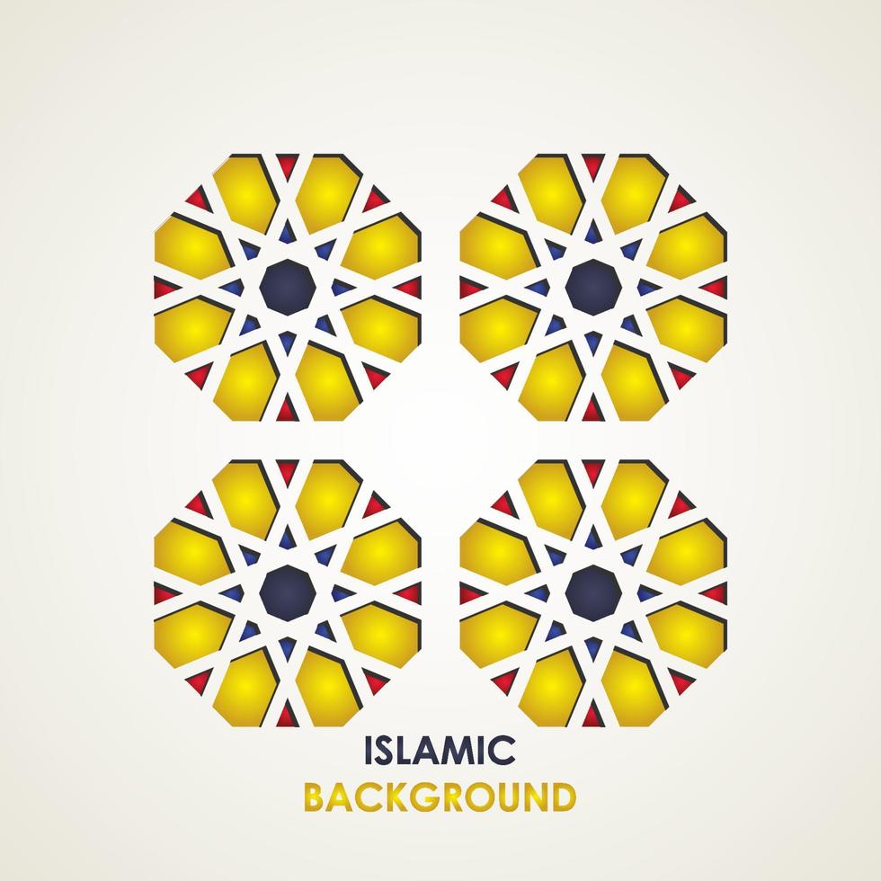 Color ornamental patterned stone relief in arabic architectural style of islamic mosque vector