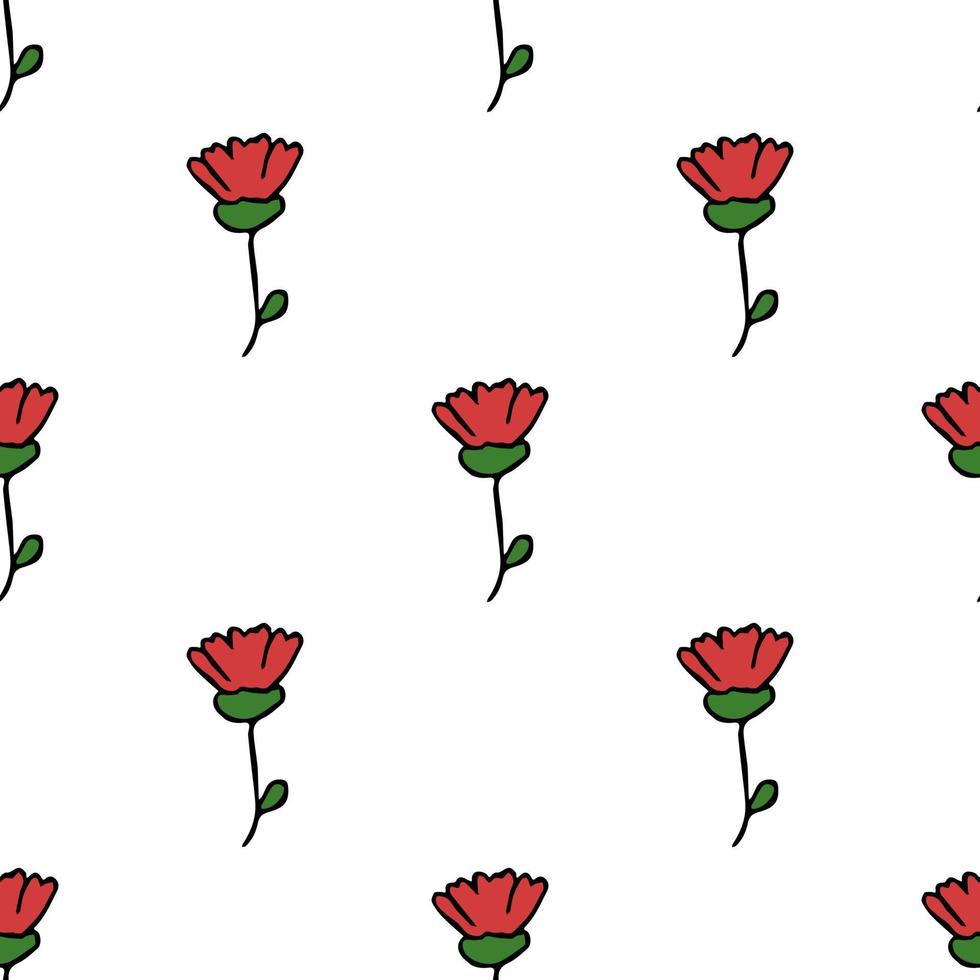 Seamless pattern with red flowers. Floral background. Red flowers isolated on white background vector