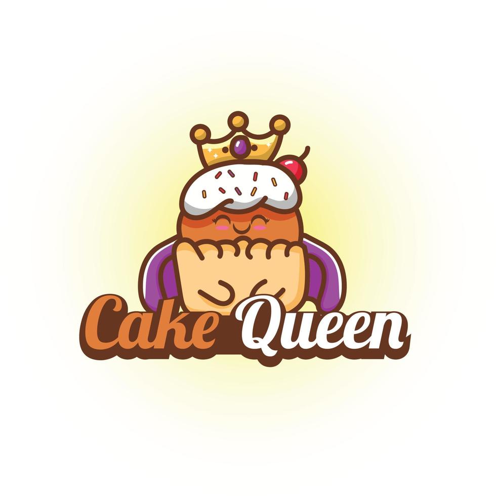 cute cake queen logo wearing a crown vector