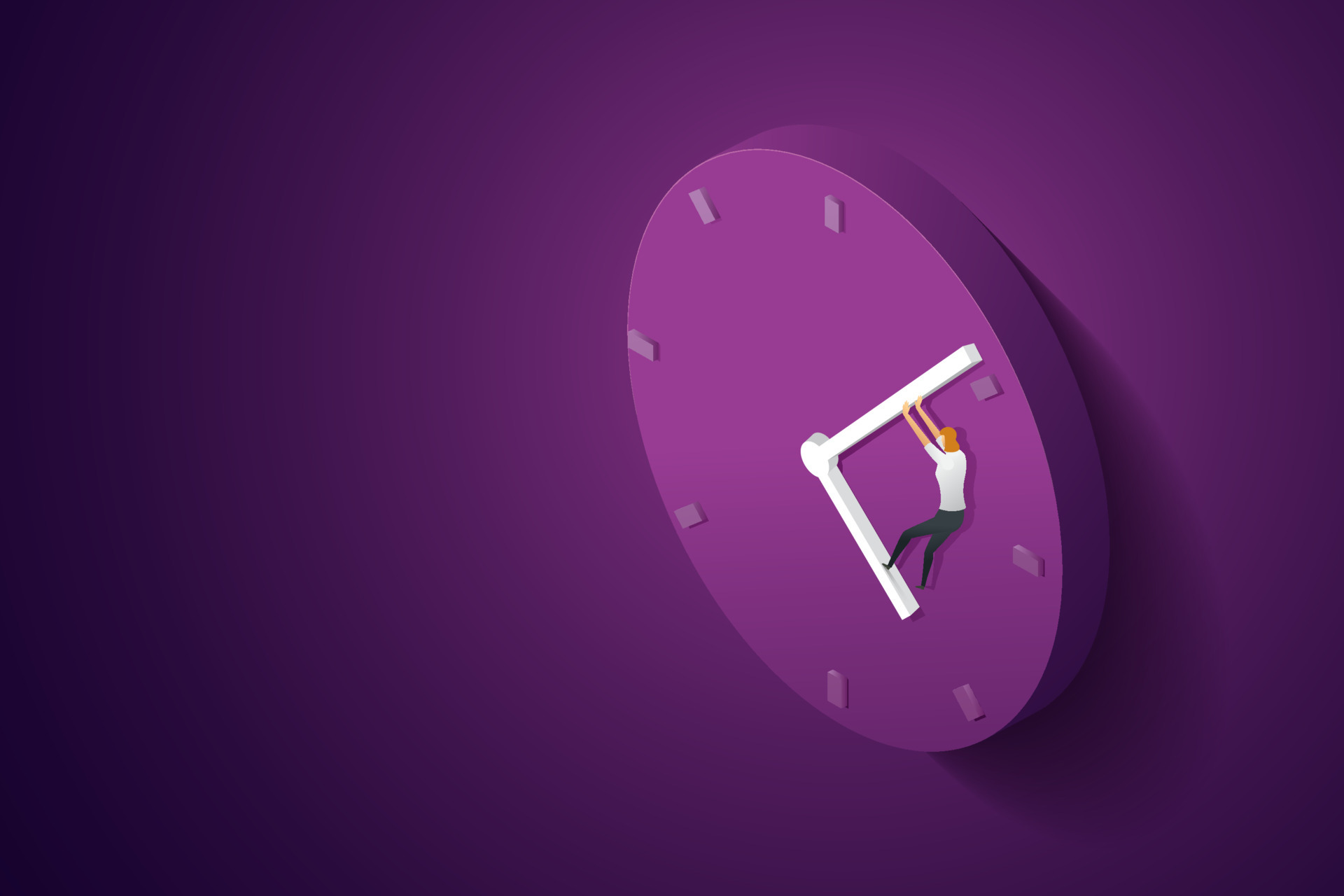 Business woman trying to stop the clock. 4811452 Vector Art at Vecteezy