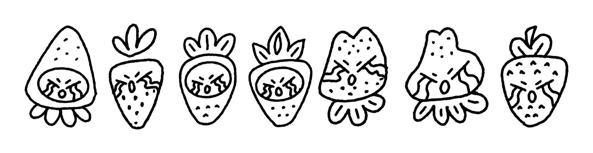 Collection of Cute Strawberry Emoticon Crying vector