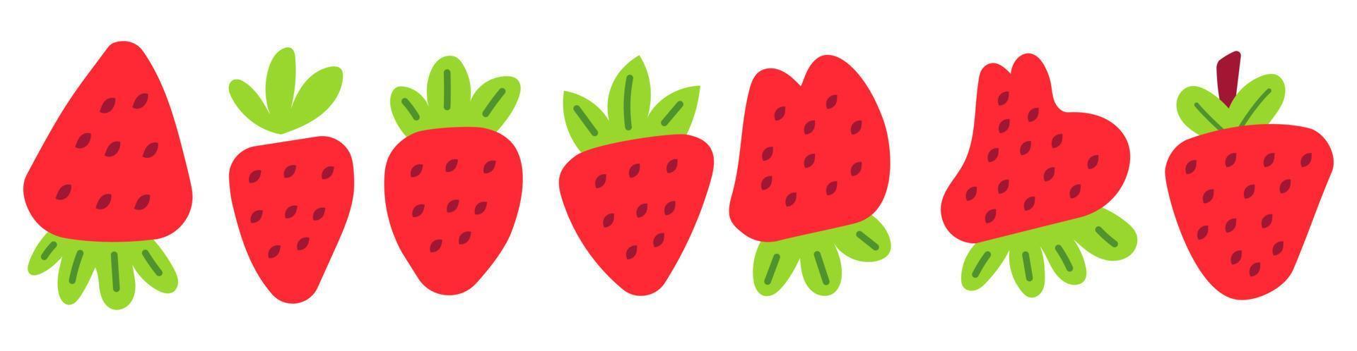 Collection of Cute Strawberry Emoticon vector