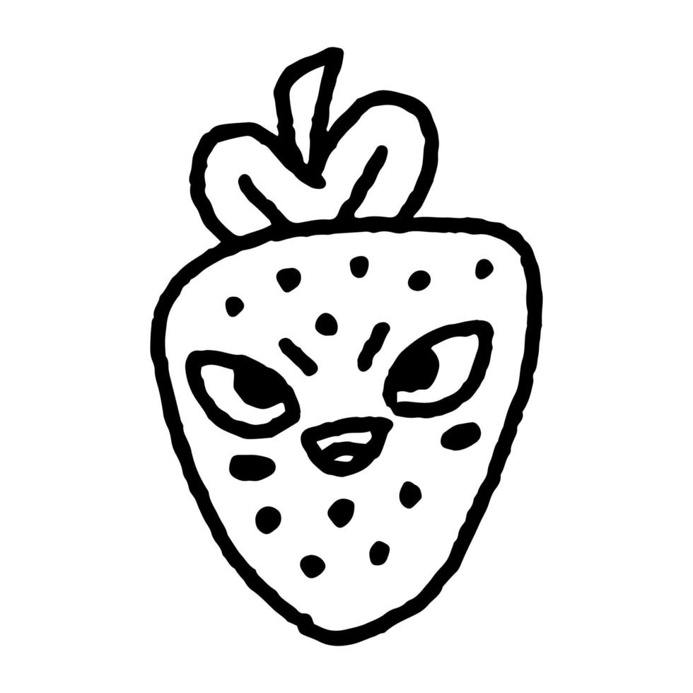 Cute Strawberry Emoticon Doodle 7 vector