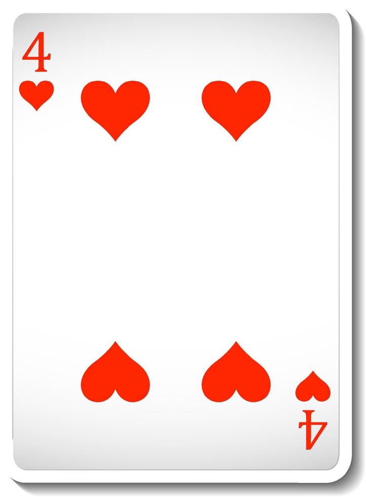 Four of Hearts Playing Card Isolated vector