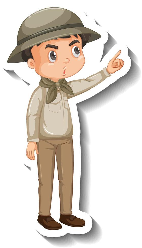 Boy wear safari outfit cartoon character sticker vector