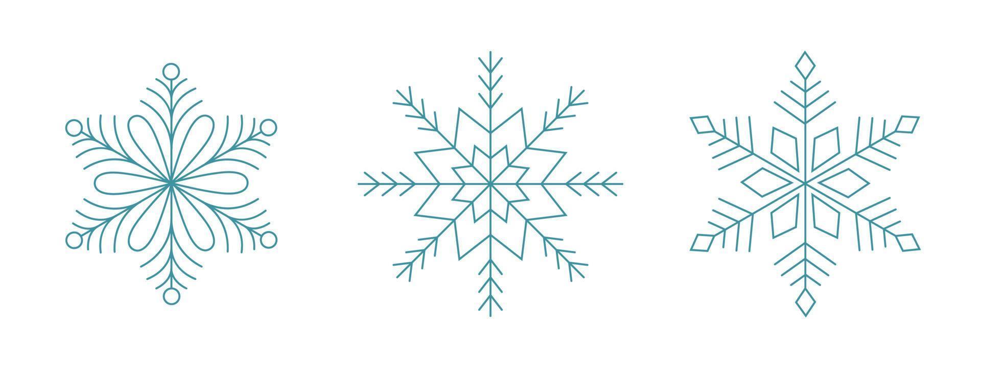 conjunto de copos de nieve azules. diseño de logotipo de icono. símbolo de invierno de cristal de hielo. plantilla para el diseño de invierno. vector