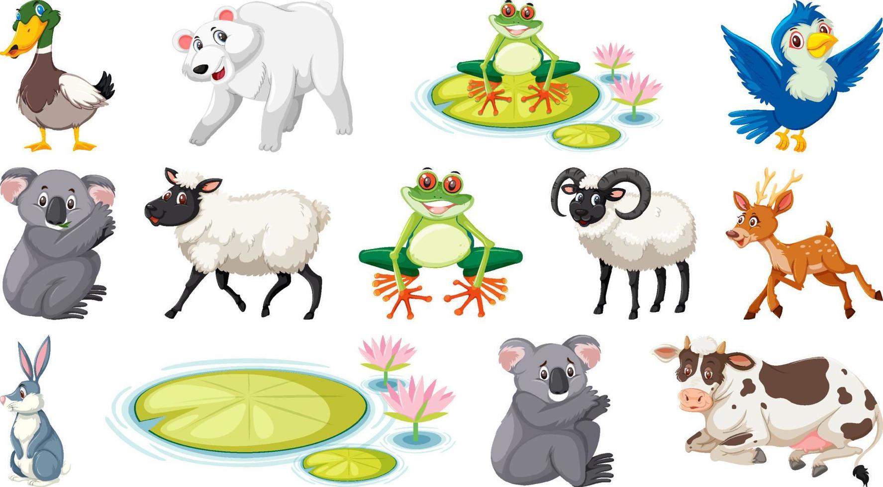 Set of isolated various animals vector