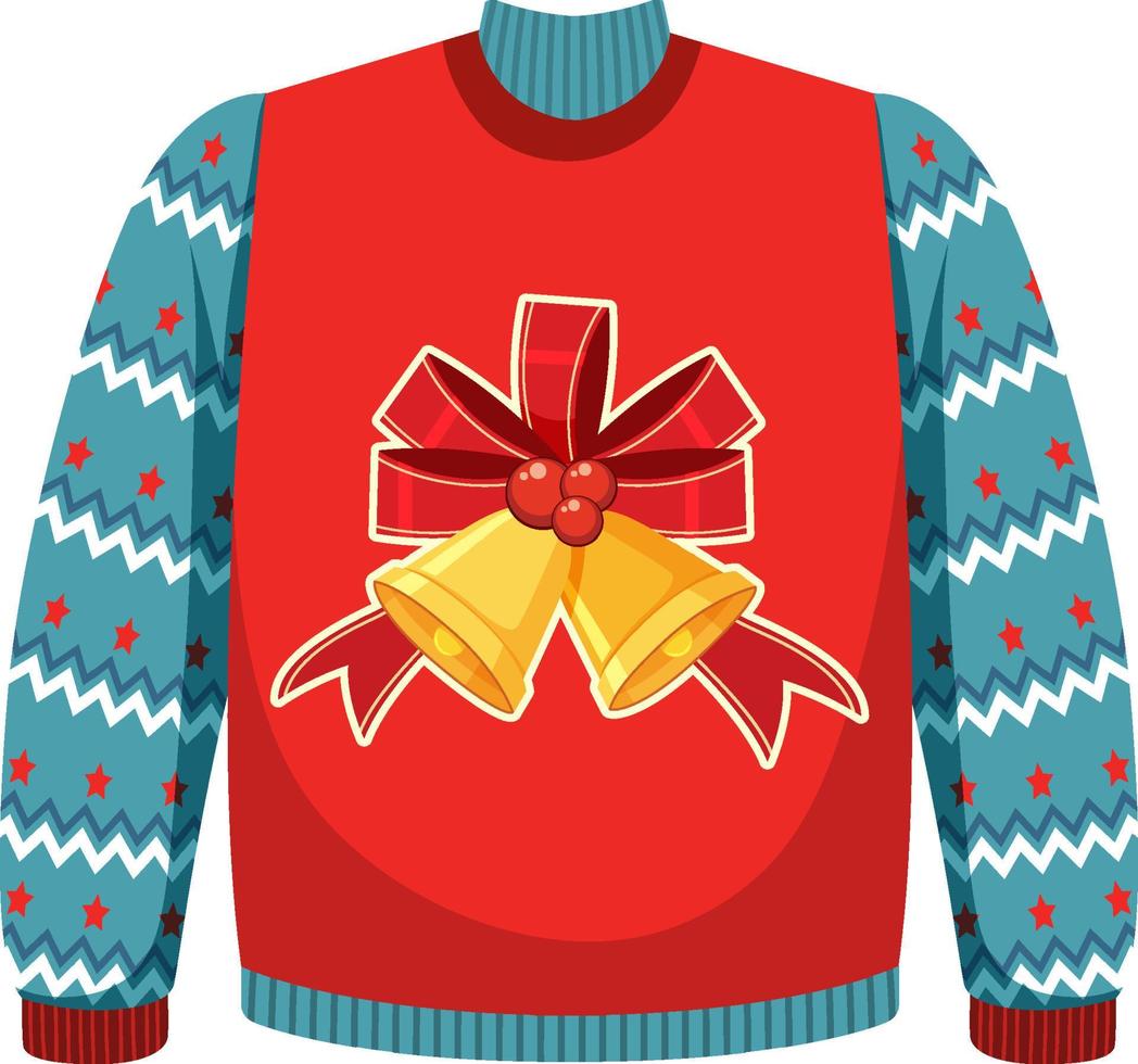 Christmas sweater with bell pattern vector