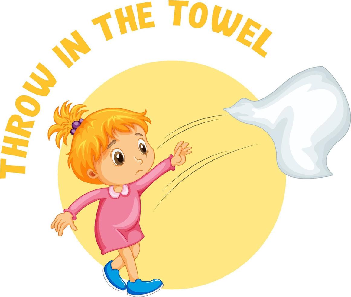 English idiom with picture description for throw in the towel vector