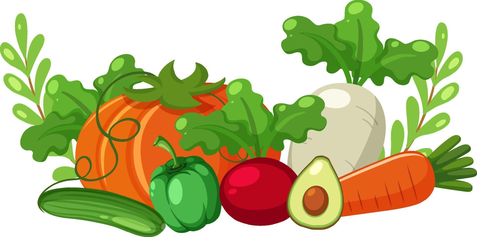 verduras y frutas sobre fondo blanco vector