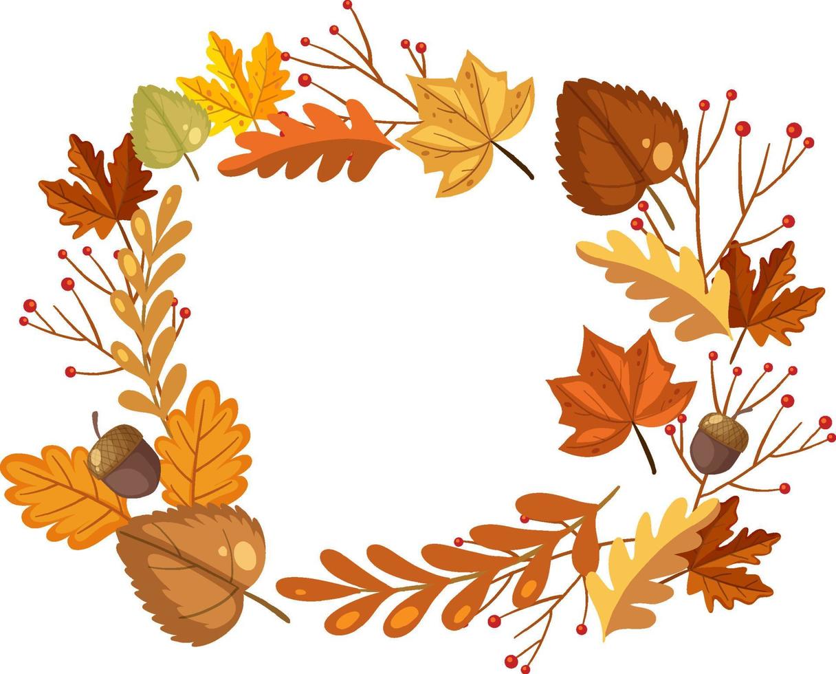 Autumn leaf frame on white background vector