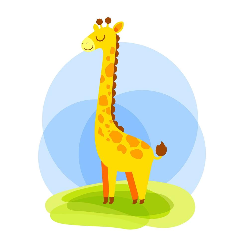 Ilustración de vector de dibujos animados de jirafa pequeña linda