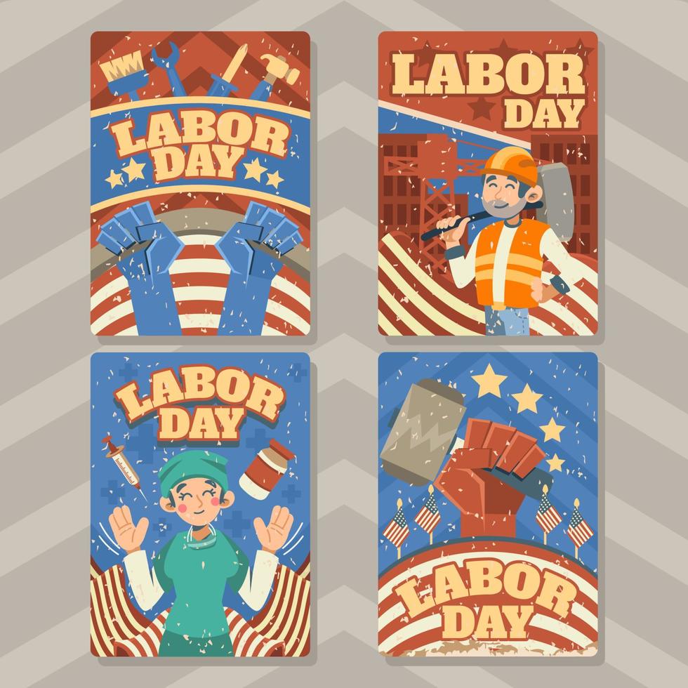 Retro Labor Profession Power Card vector