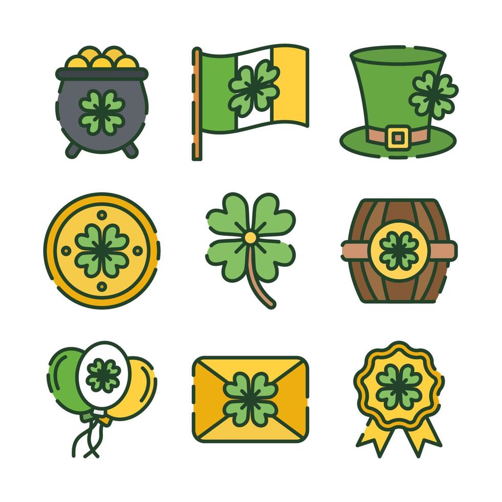 conjunto de iconos de san patricio vector