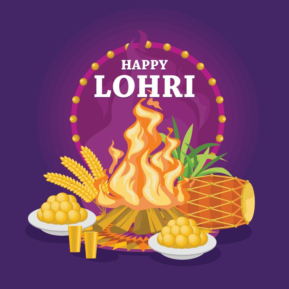 vector de fondo feliz lohri