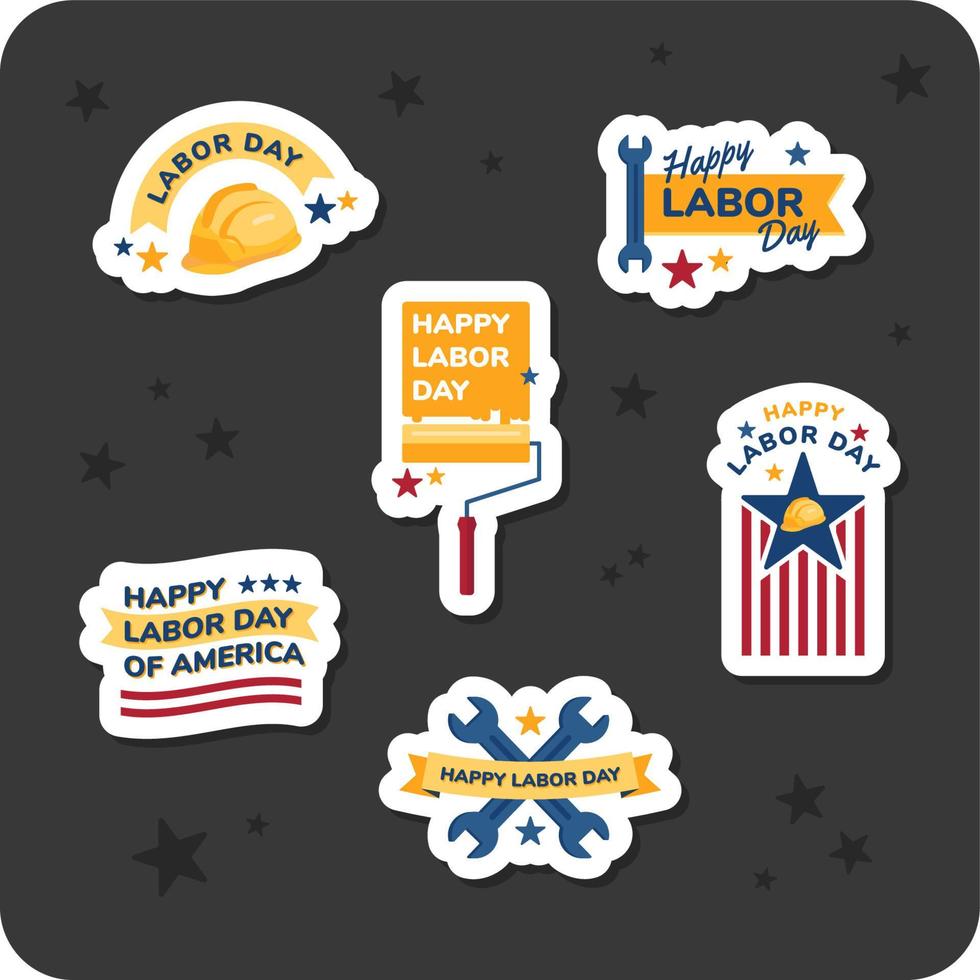Lobor day sticker set vector