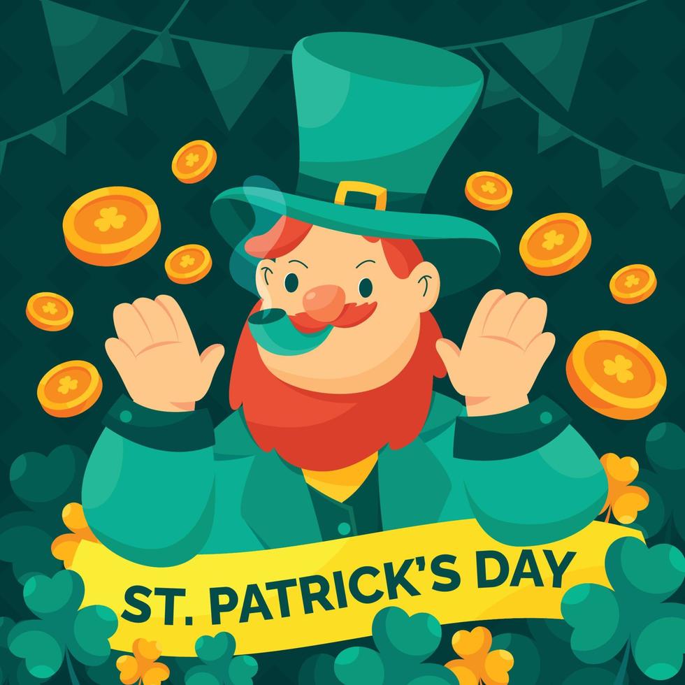 St. Patrick's Day with Leprechaun Wearing Hat vector